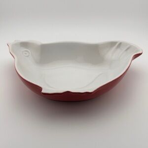 Pair of Vintage Sur La Table Red Chicken Ceramic Baking Dishes